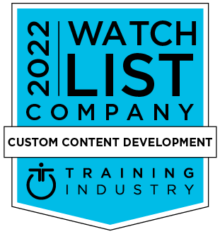 Badge reading "2022 Watch List Company – Custom Content Development – Training Industry"