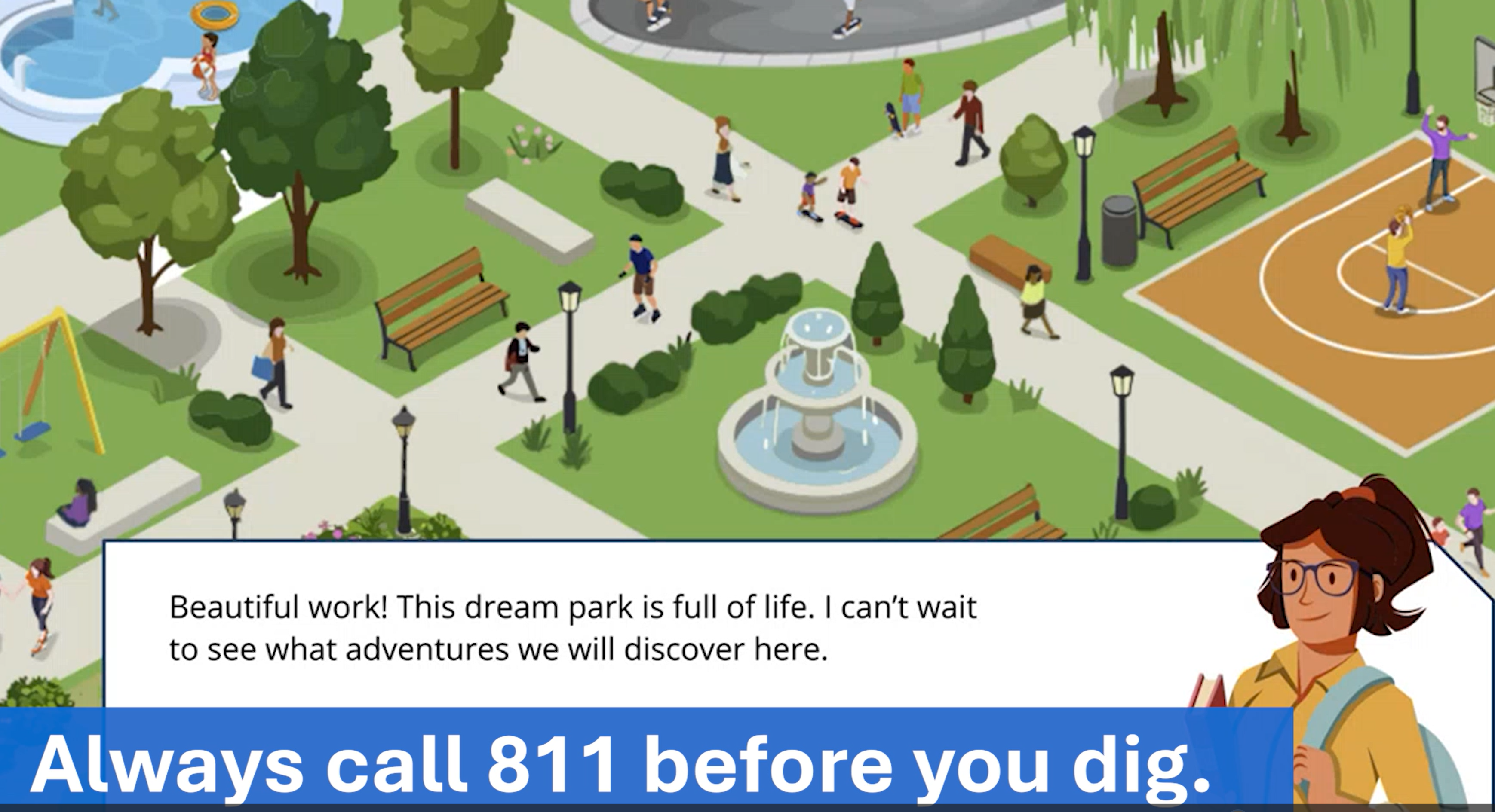 game character in park scene