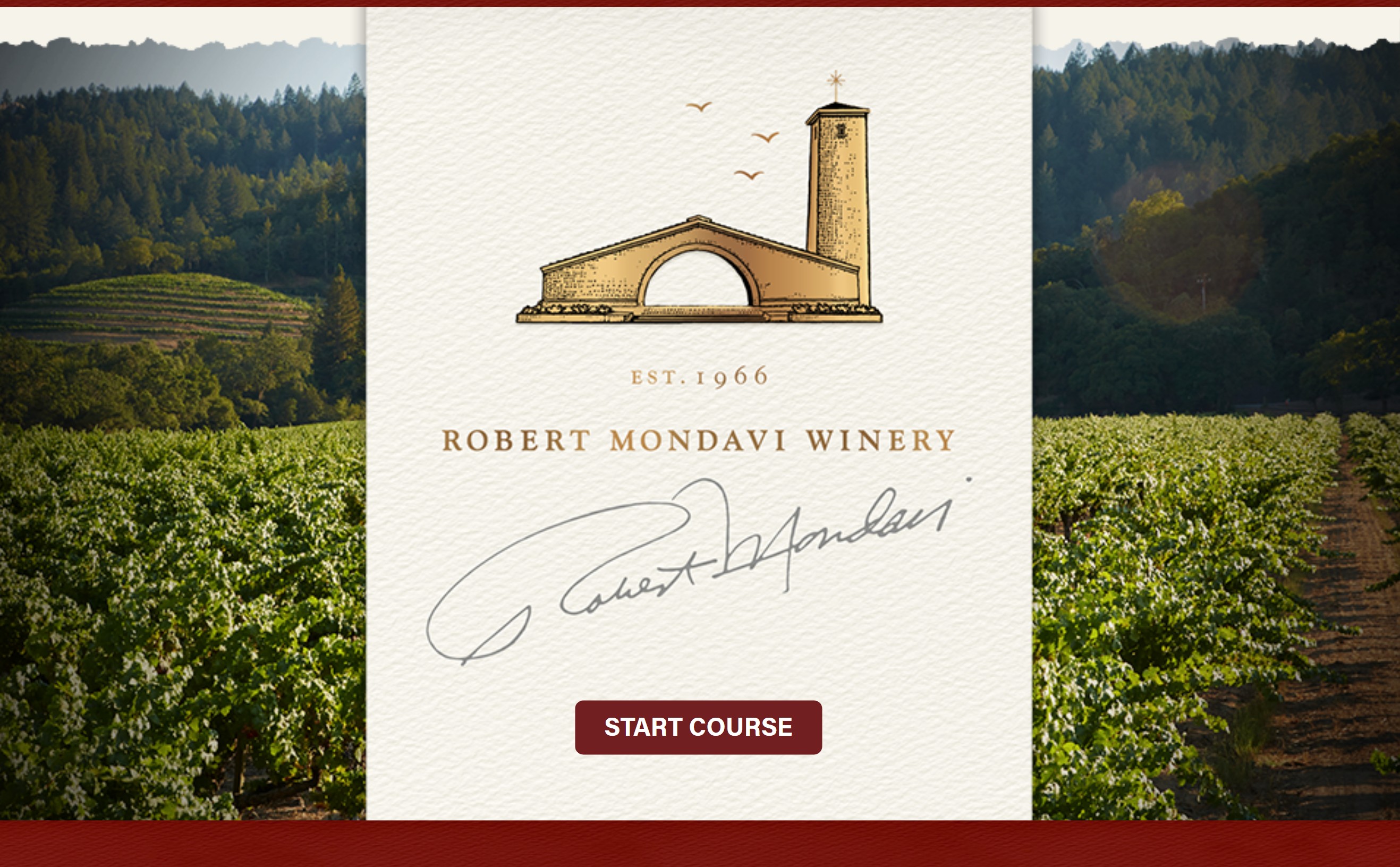 Robert Mondavi Winery Module screen
