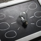 Light bulb on chalkboard