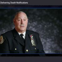 a picture of a man on television screen Delivering Death Notifications course