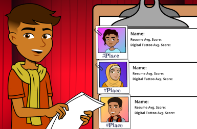 Screenshot of the Investigating Digital Citizenship project on a smart tablet
