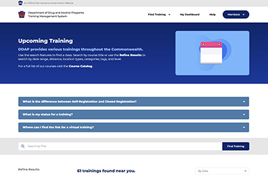 Screenshot of the Drug and Alcohol Training Management System project on a smart tablet
