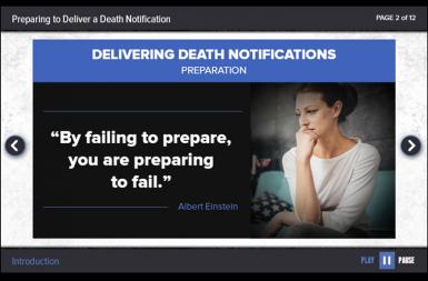 Screenshot of the Delivering Death Notifications project on a smart tablet