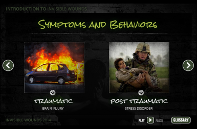 Screenshot of the Invisible Wounds project on a smart tablet