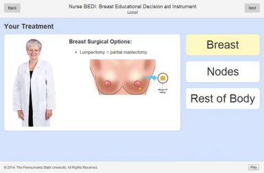 Screenshot of the Breast Education Tool project on a smart tablet