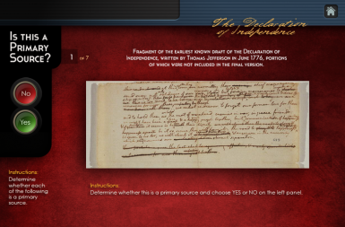 Screenshot of the Congressional Moments project on a smart tablet