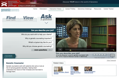 Screenshot of the Genomic Careers project on a smart tablet