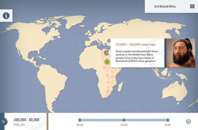 Screenshot of the In and Beyond Africa project on a smart tablet