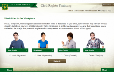 Screenshot of the Civil Rights Training project on a smart tablet