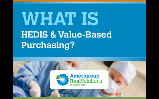 Screenshot of the HEDIS & Value Based Purchasing project on a laptop computer
