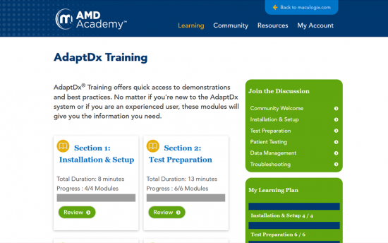 Screenshot of the AdaptDx® Microlearning project on a laptop computer