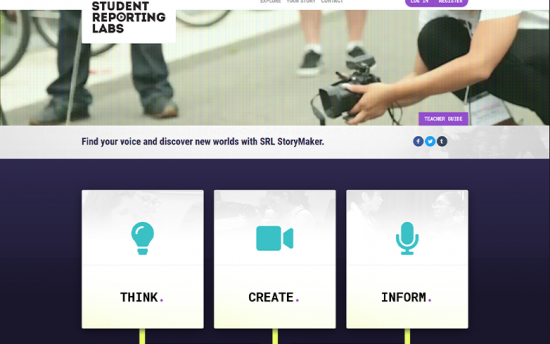 Screenshot of the Student Reporting Lab Storymaker project on a laptop computer