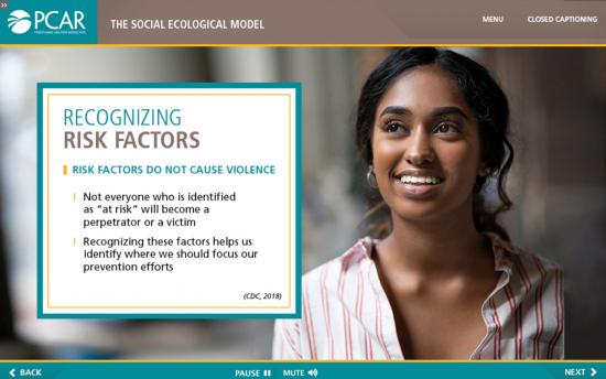 Screenshot of the Rape Prevention and Education project on a laptop computer