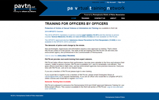 Screenshot of the PA Virtual Training Network (PAVTN) project on a laptop computer