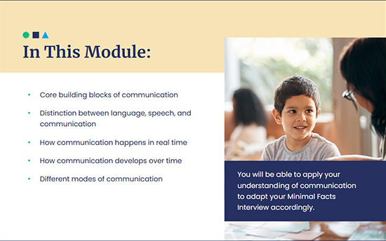 Screenshot of the Custom eLearning for Child Advocacy Training project on a laptop computer
