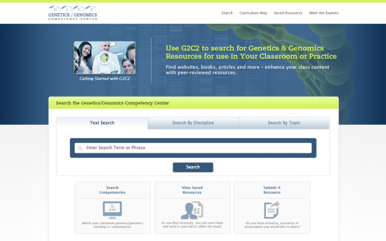 Screenshot of the Genetics Competency Center for Education (G2C2) project on a laptop computer