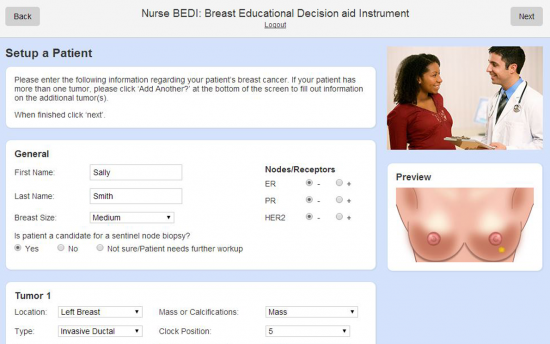Screenshot of the Breast Education Tool project on a laptop computer