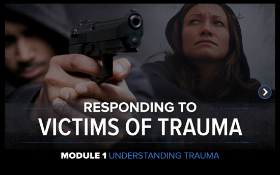 Screenshot of the Responding to Victims of Trauma project on a laptop computer