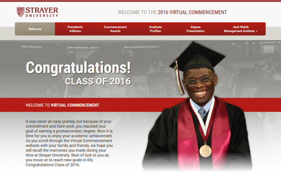 Screenshot of the Virtual Commencement project on a laptop computer