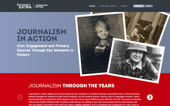 Screenshot of the Journalism in Action project on a laptop computer