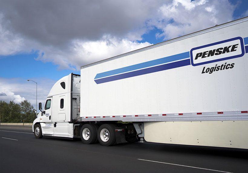 Penske truck on the road