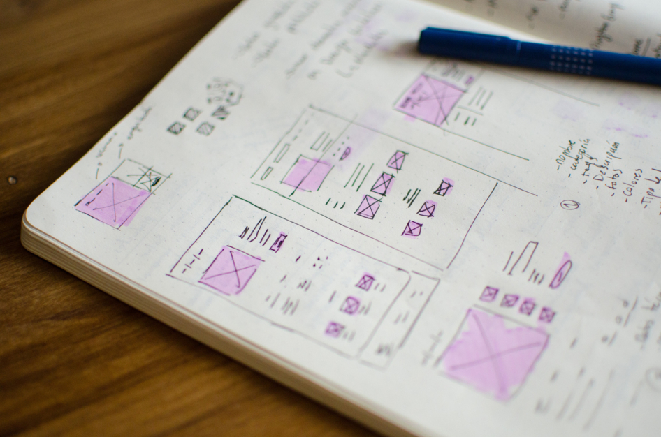 wireframe design in notebook