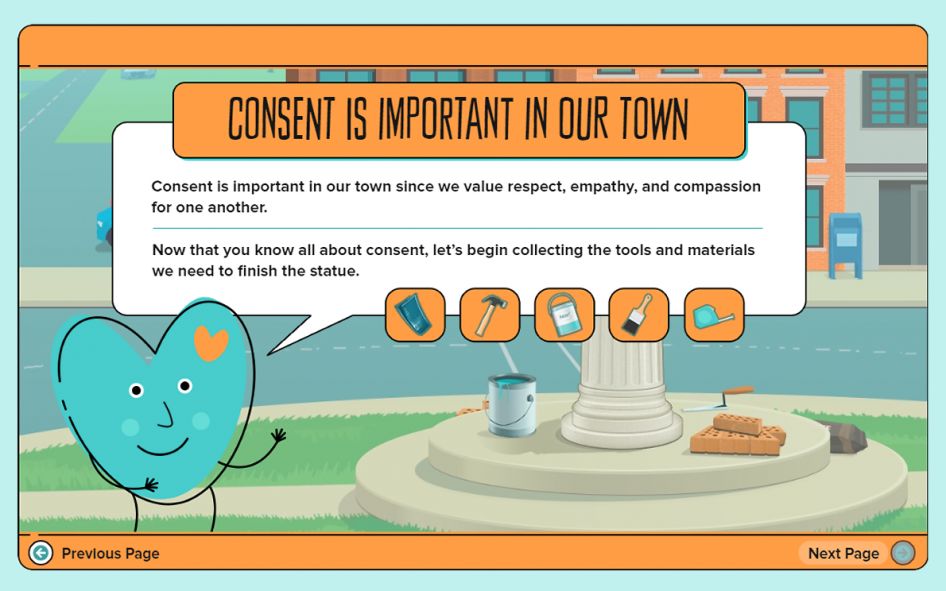 Screenshot of the Safe Secure Sites website, with the headline: "Consent is Important in Our Town"