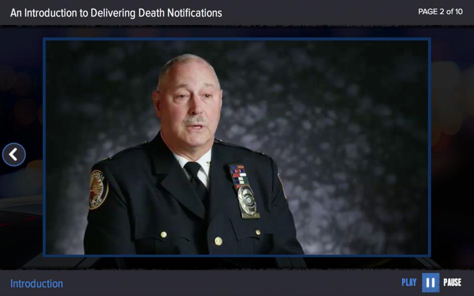 a picture of a man on television screen Delivering Death Notifications course